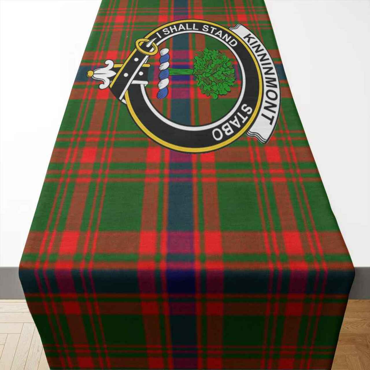 Kinninmont Tartan Crest Table Runner - Cotton table runner