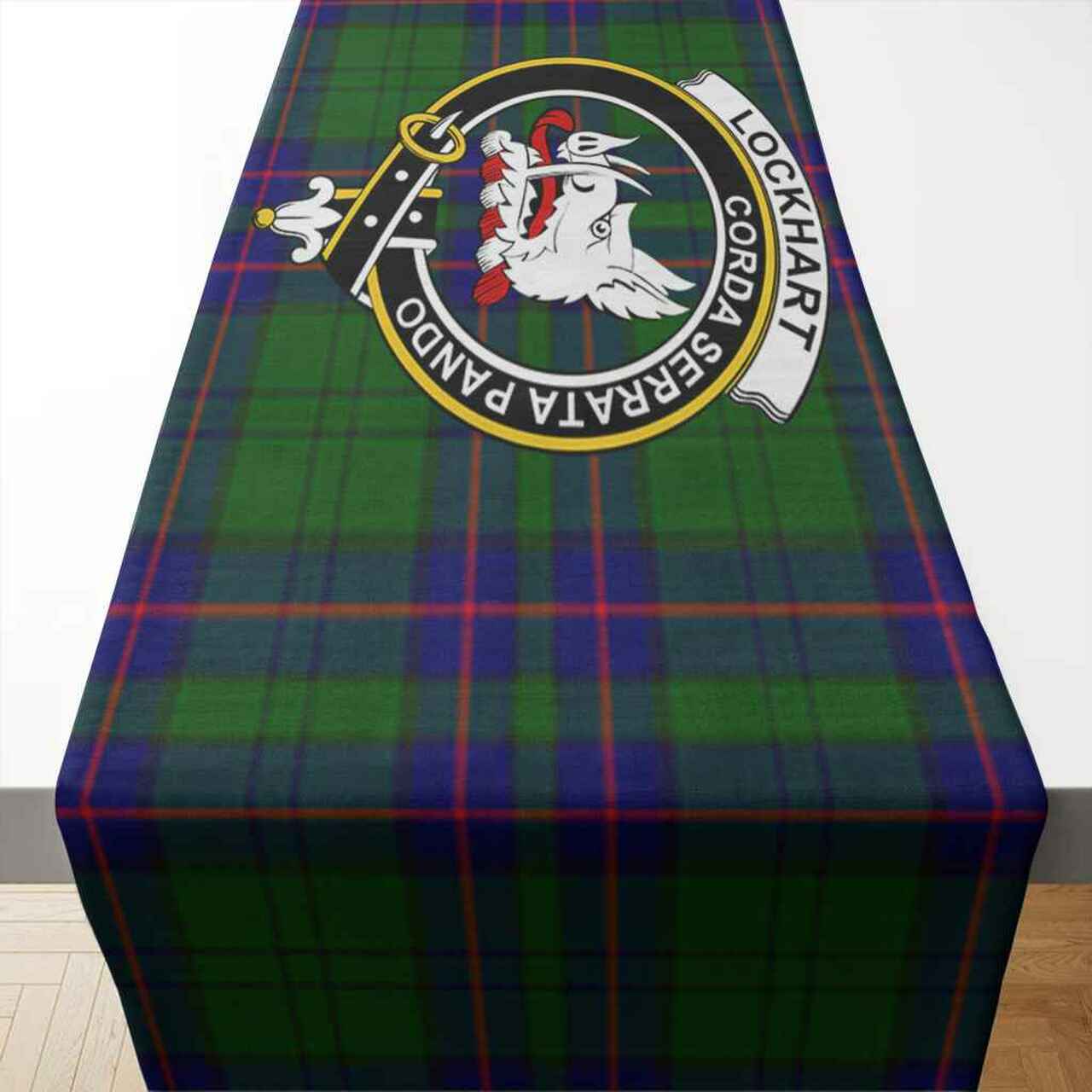 Lockhart Tartan Crest Table Runner - Cotton table runner