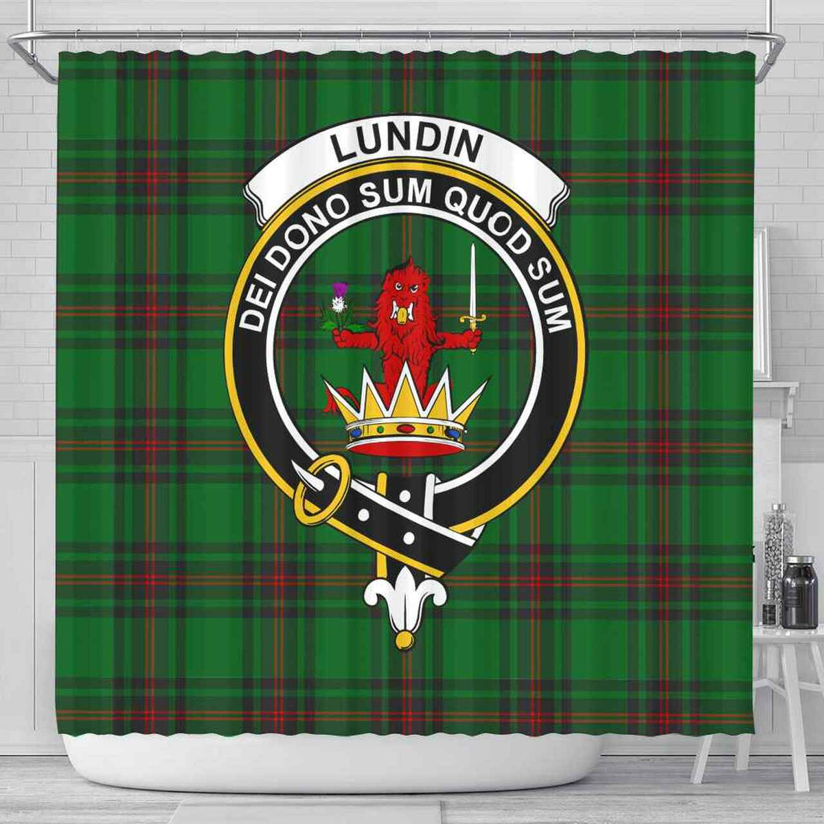 Lundin Tartan Crest Shower Curtain