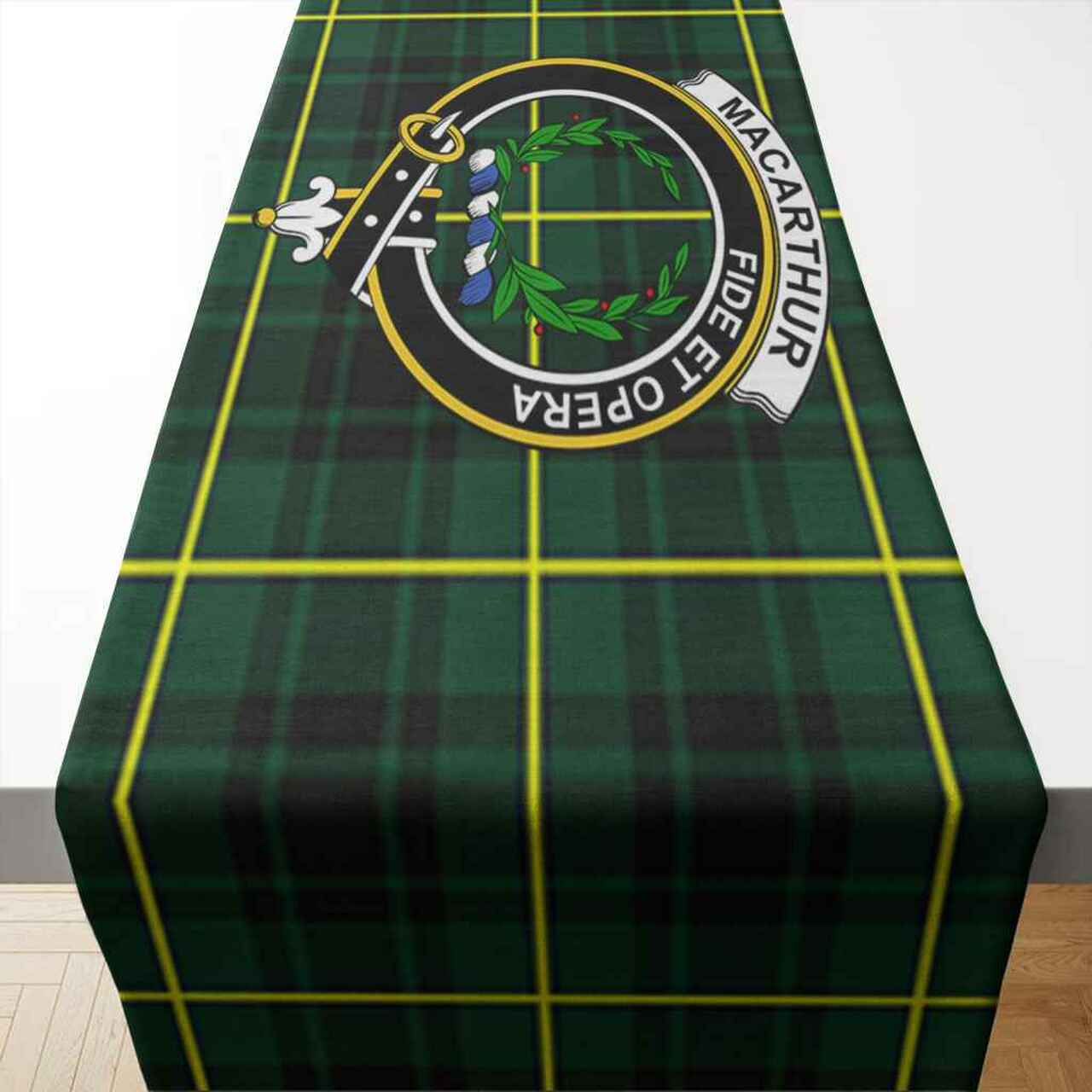 MacArthur Tartan Crest Table Runner - Cotton table runner