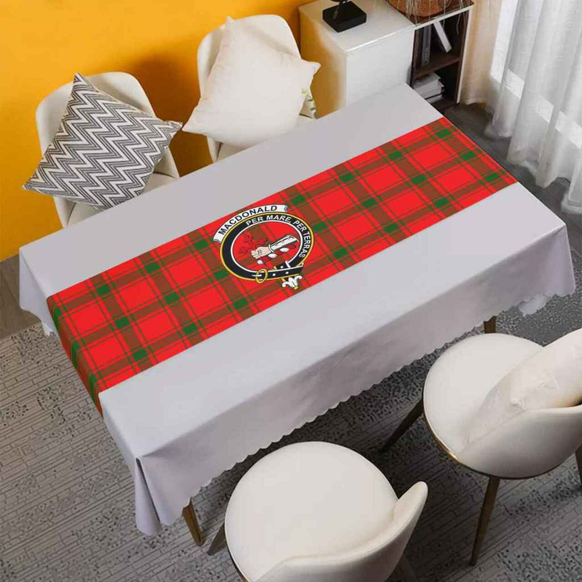 MacDonald (of Sleat) Tartan Crest Table Runner - Cotton table runner