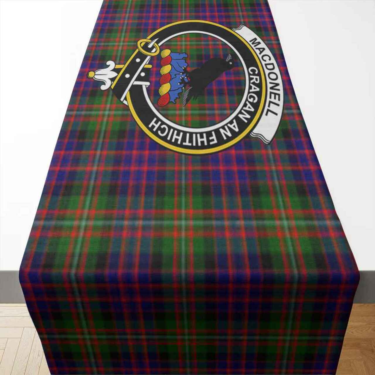 MacDonell of Glengarry Tartan Crest Table Runner - Cotton table runner