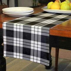 MacFarlane Black & White Ancient Tartan Table Runner - Cotton table runner