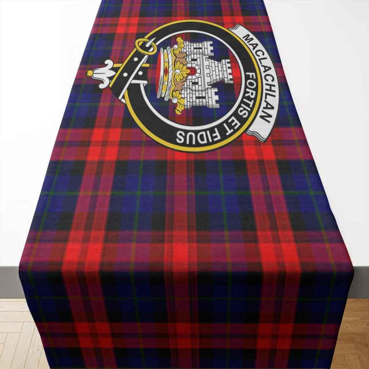 MacLachlan Tartan Crest Table Runner - Cotton table runner