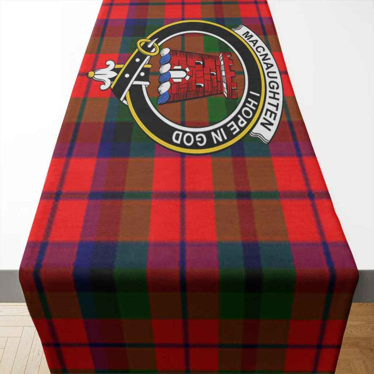 MacNaughten Tartan Crest Table Runner - Cotton table runner