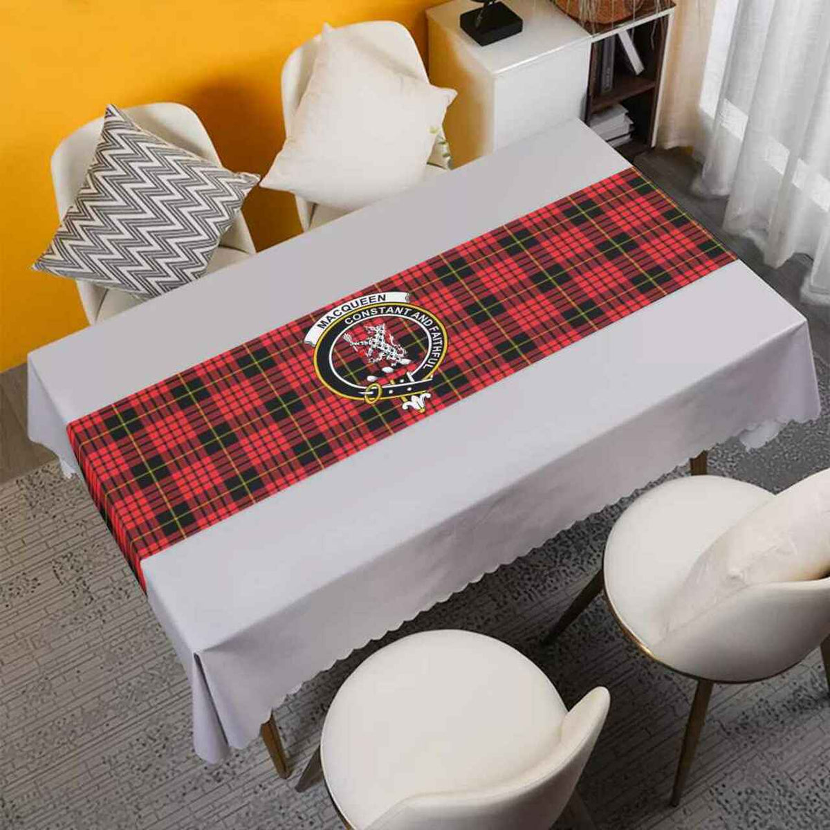 MacQueen Tartan Crest Table Runner - Cotton table runner