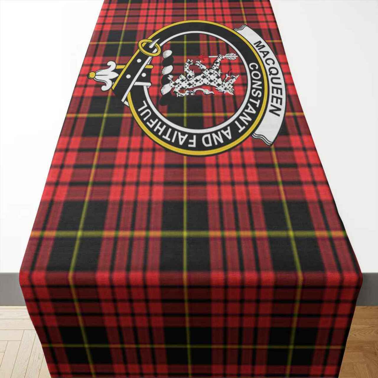 MacQueen Tartan Crest Table Runner - Cotton table runner