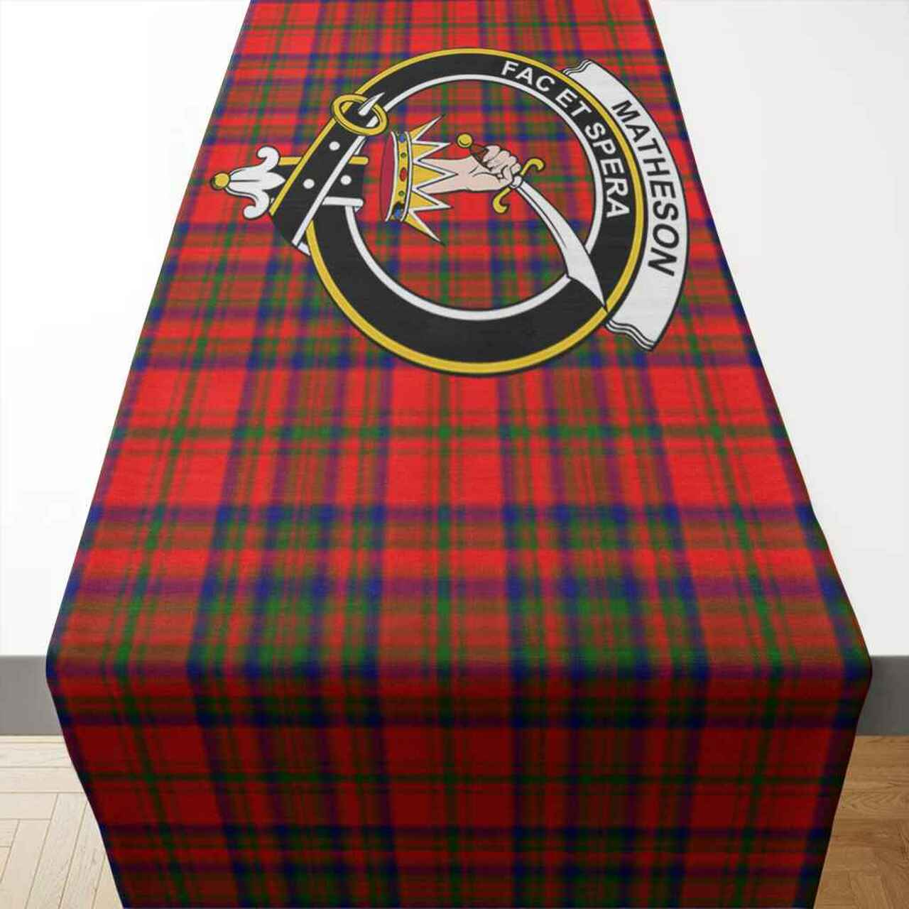 Matheson Tartan Crest Table Runner - Cotton table runner