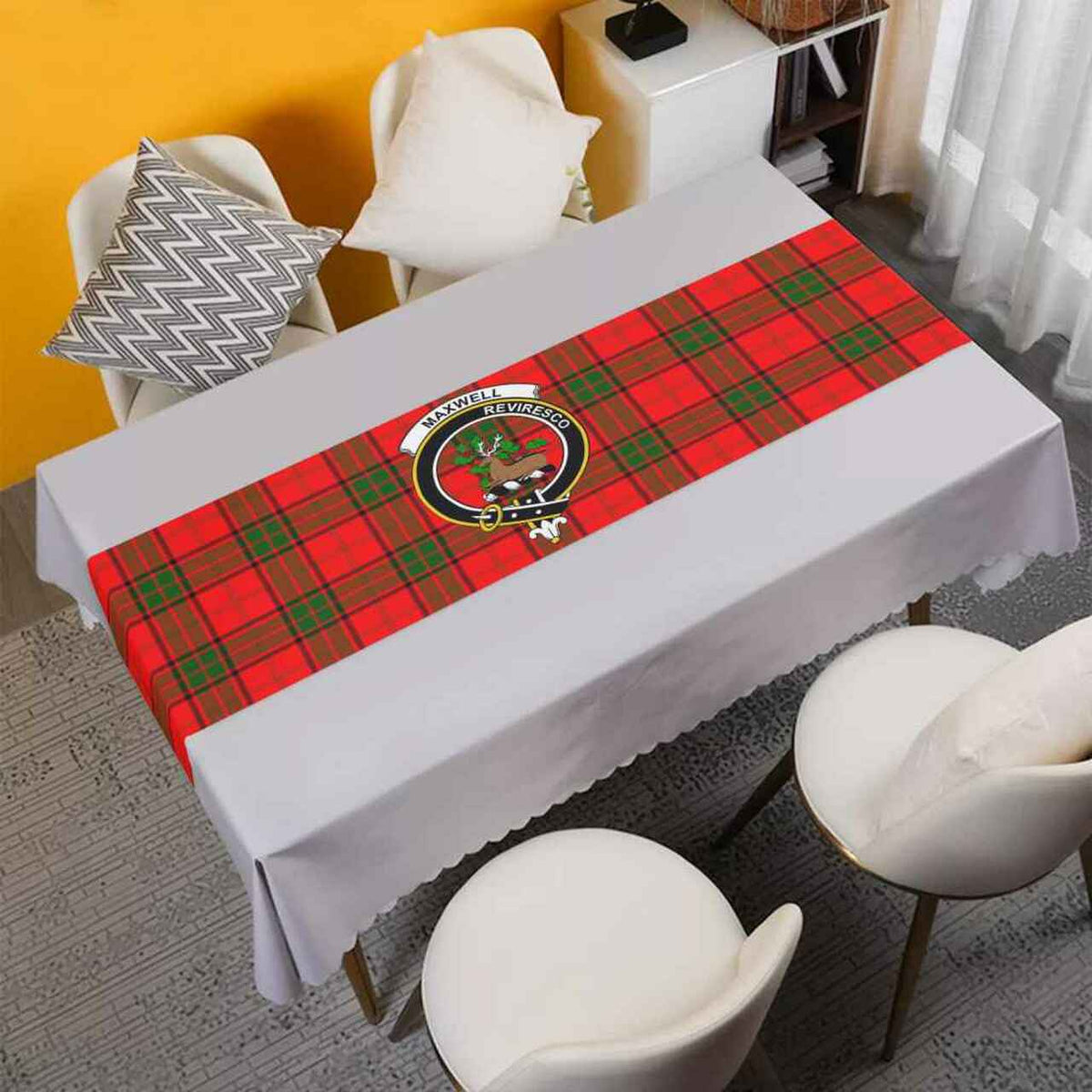 Maxwell Tartan Crest Table Runner - Cotton table runner