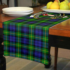 Meldrum Tartan Crest Table Runner - Cotton table runner