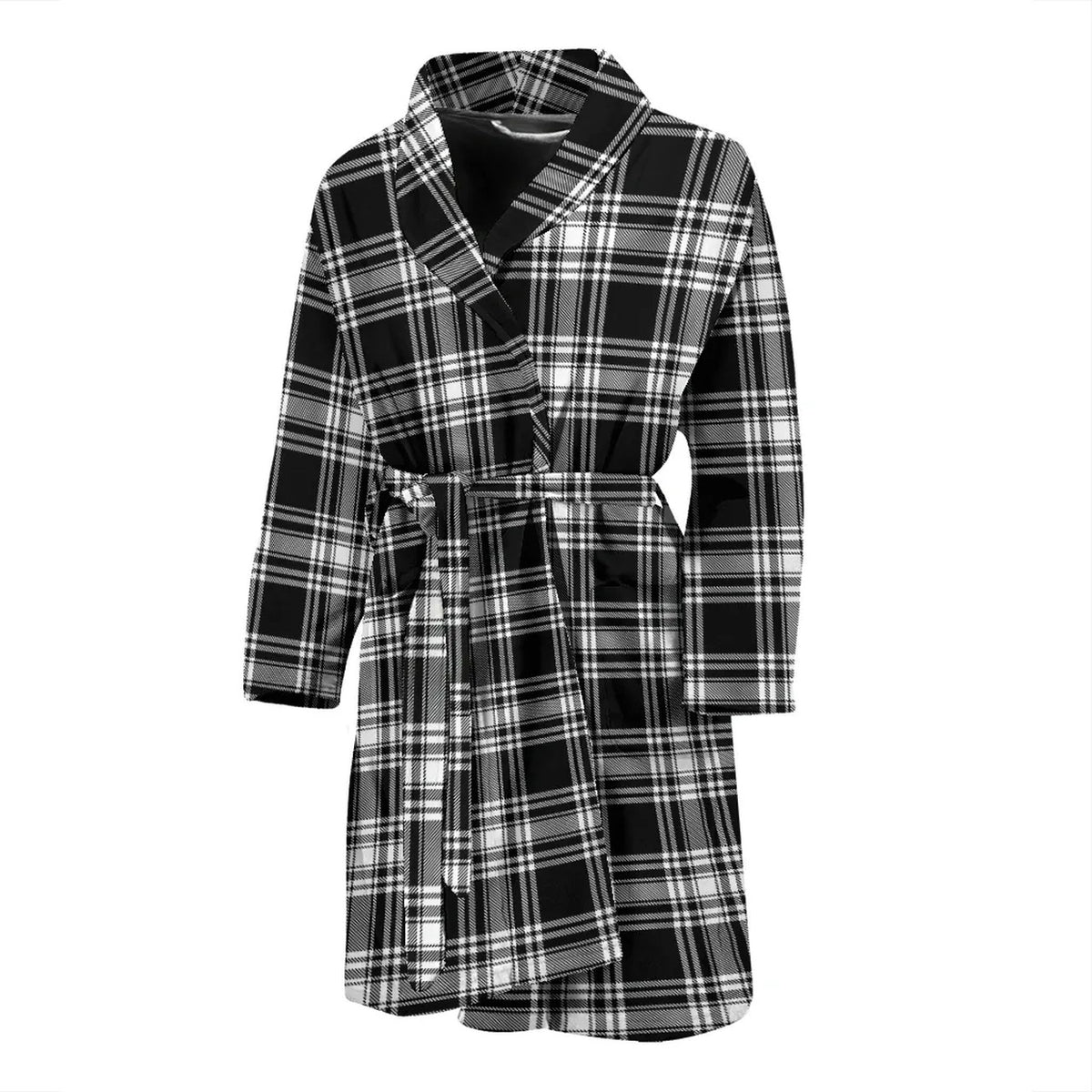 Menzies Black & White Modern Tartan Bathrobe