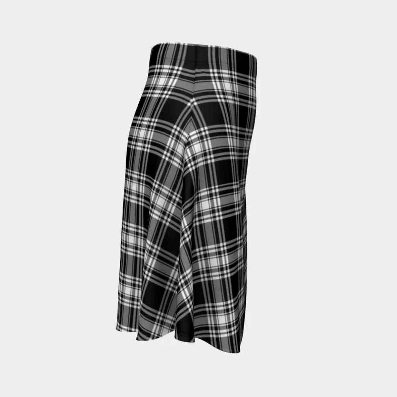 Menzies Black & White Modern Tartan Flared Skirt