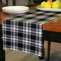 Menzies Black & White Modern Tartan Table Runner - Cotton table runner