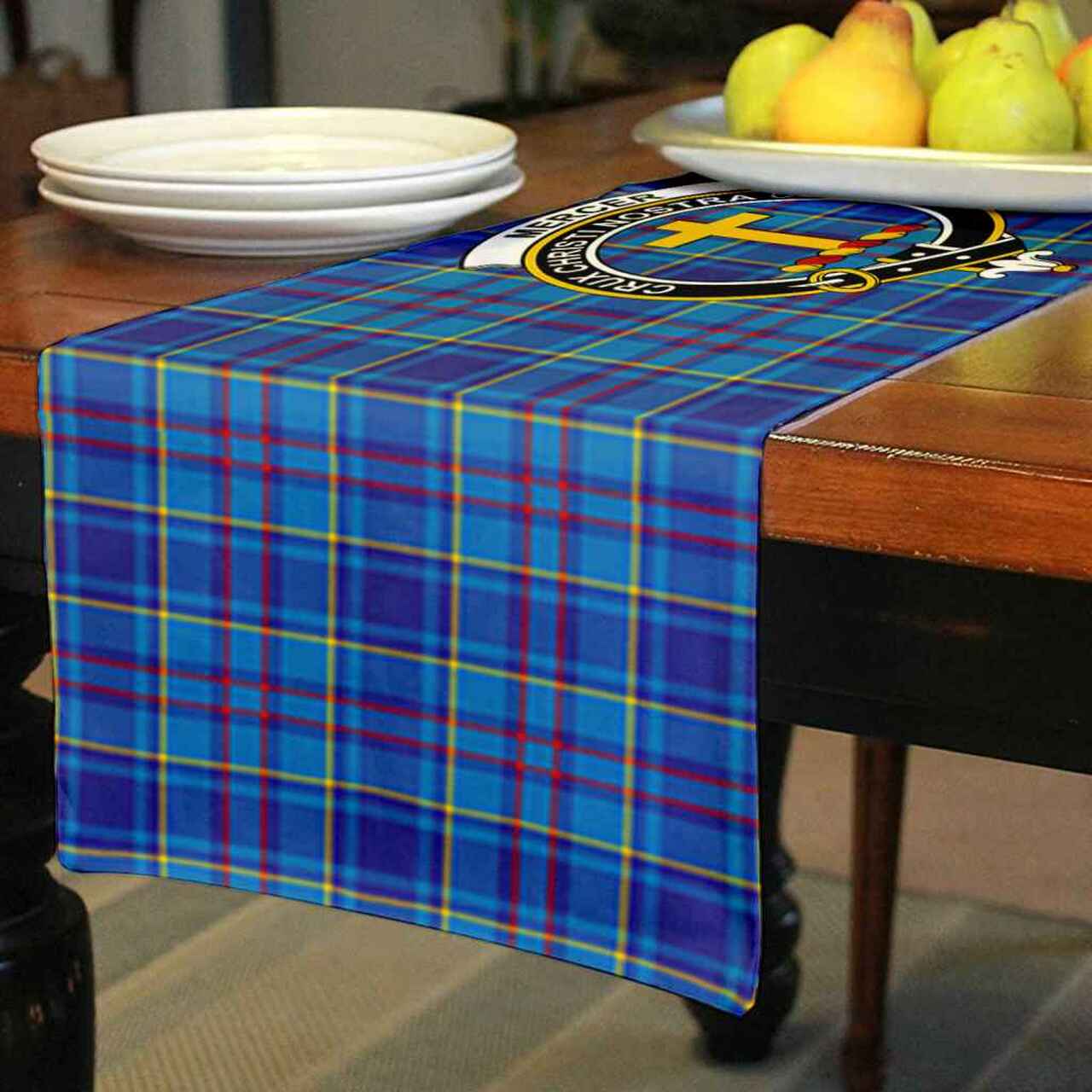 Mercer Tartan Crest Table Runner - Cotton table runner