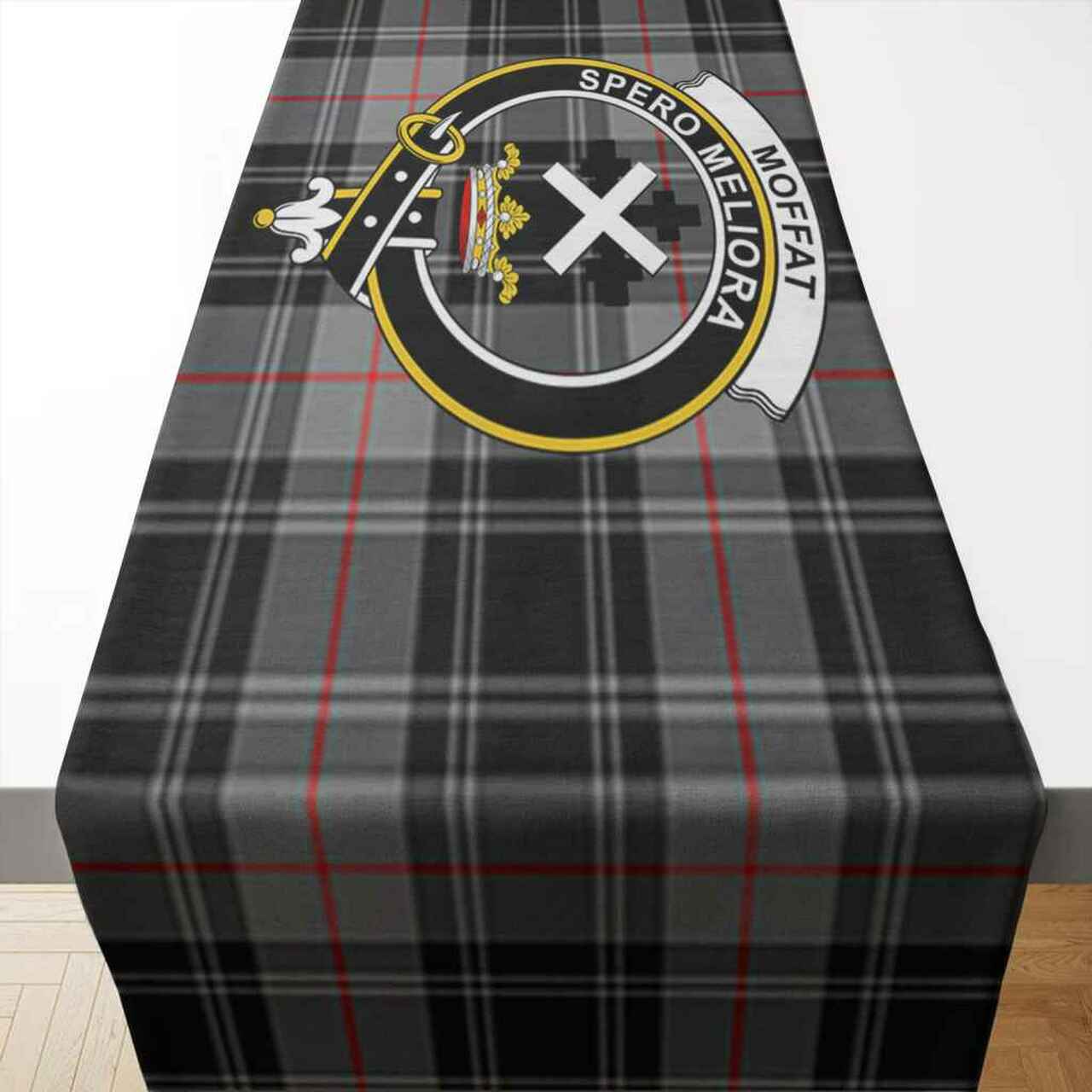 Moffat Tartan Crest Table Runner - Cotton table runner