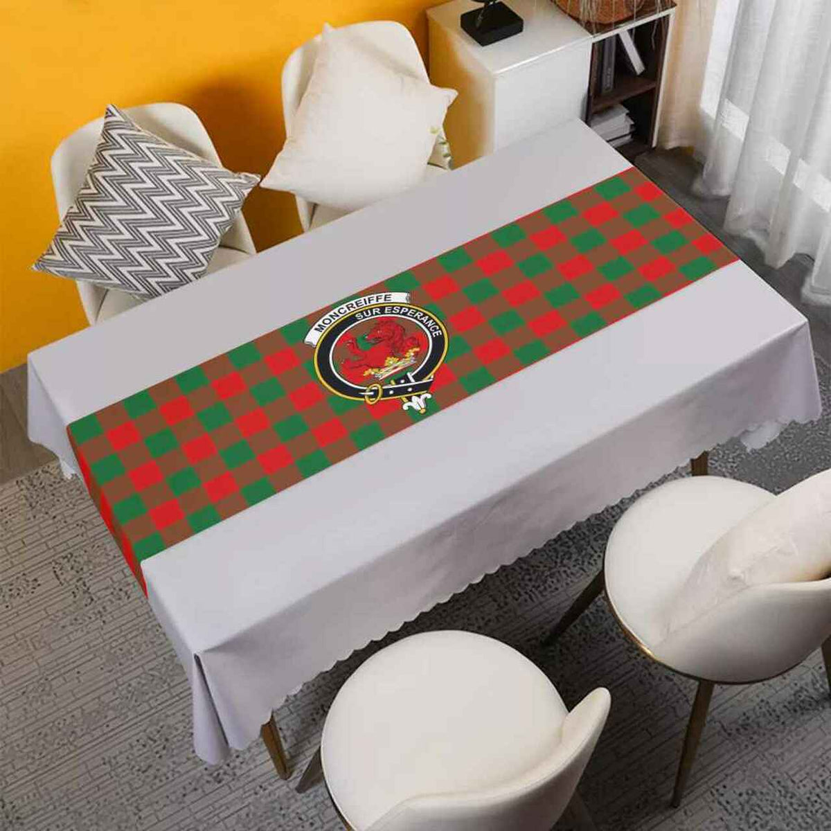 Moncrieffe Tartan Crest Table Runner - Cotton table runner