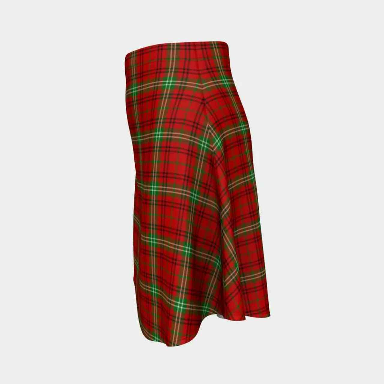 Morrison Red Modern Tartan Flared Skirt