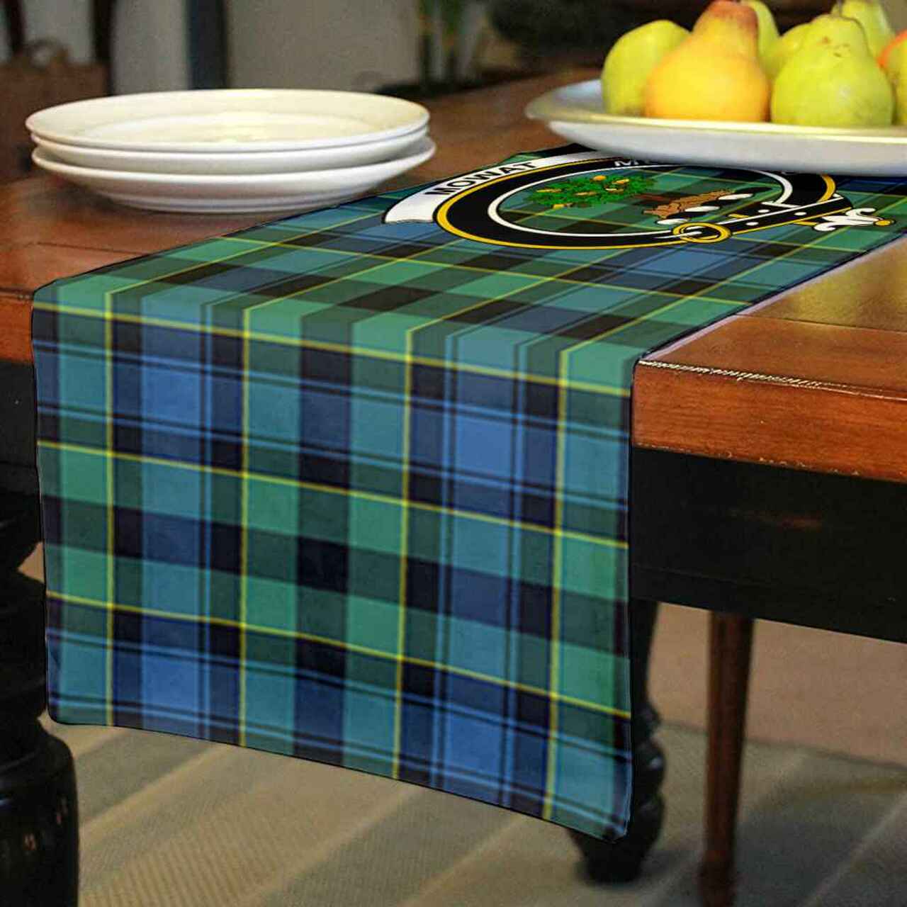 Mowat (of Inglistoun) Tartan Crest Table Runner - Cotton table runner