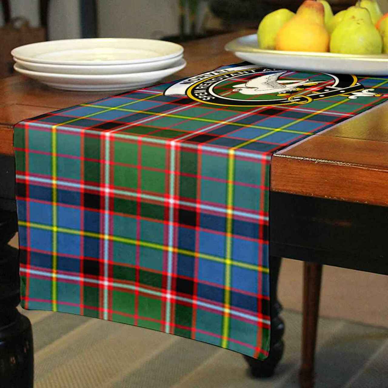 Norvel Tartan Crest Table Runner - Cotton table runner