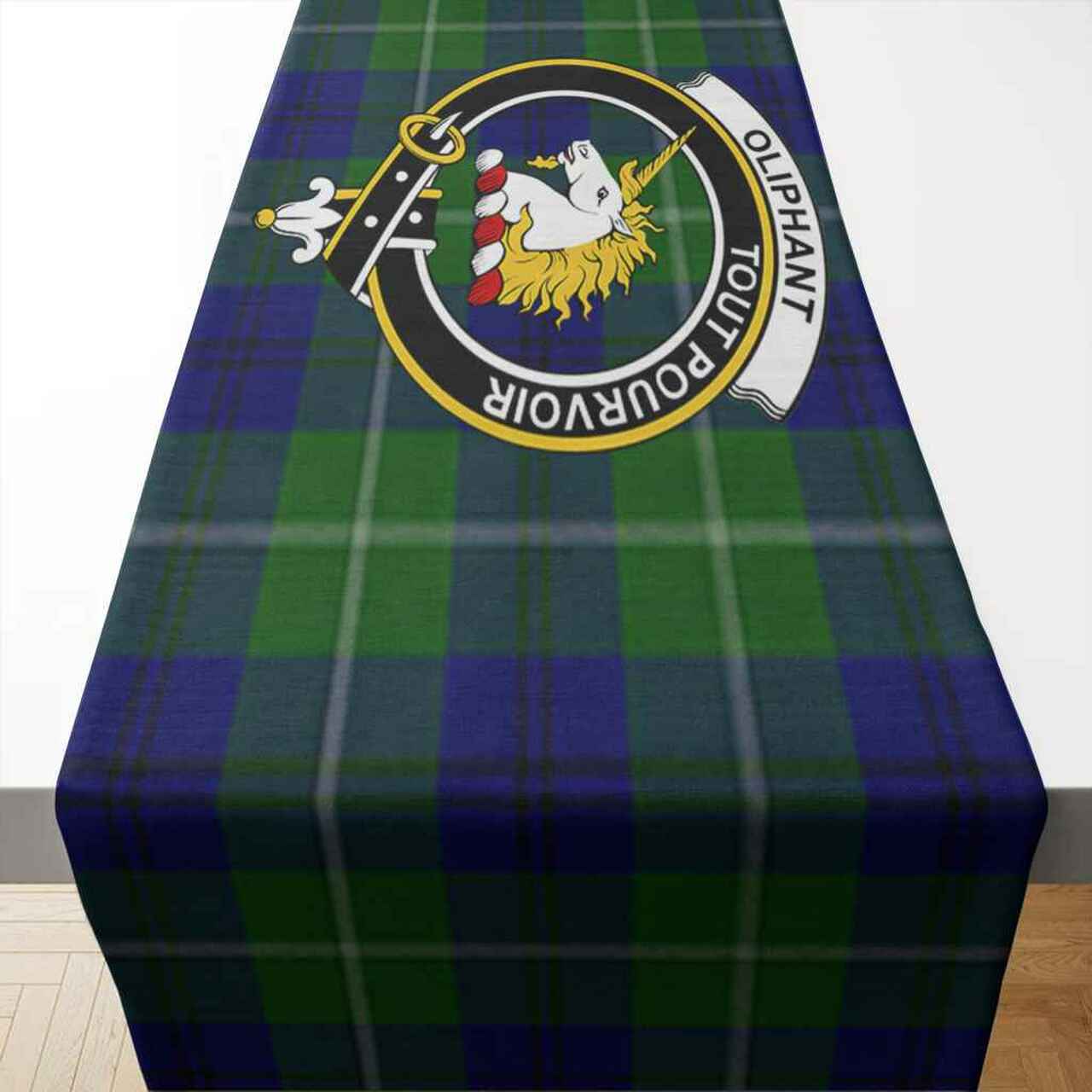 Oliphant Tartan Crest Table Runner - Cotton table runner