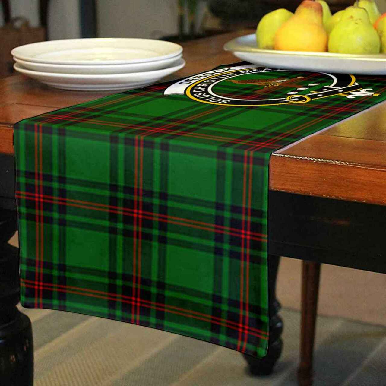 Orrock Tartan Crest Table Runner - Cotton table runner