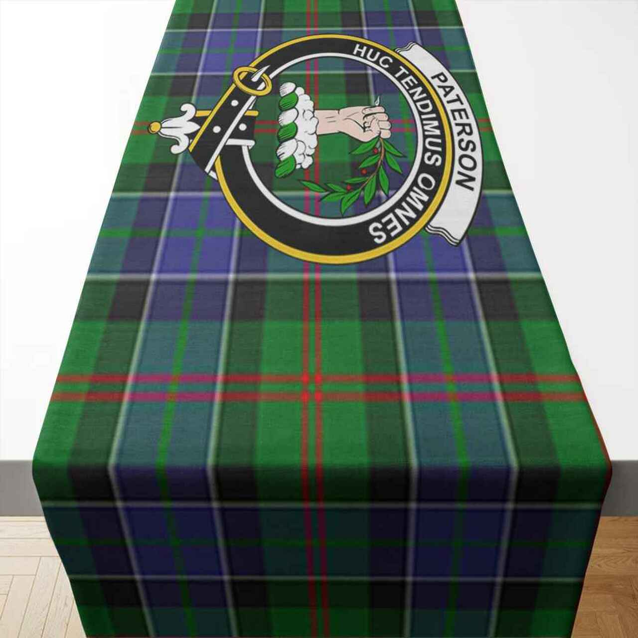 Paterson Tartan Crest Table Runner - Cotton table runner