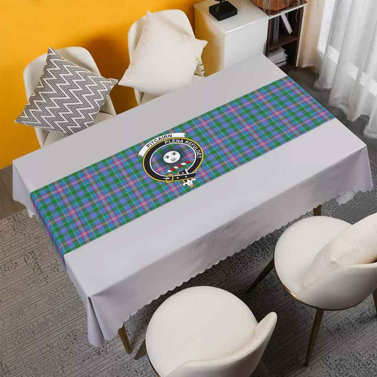 Pitcairn Tartan Crest Table Runner - Cotton table runner