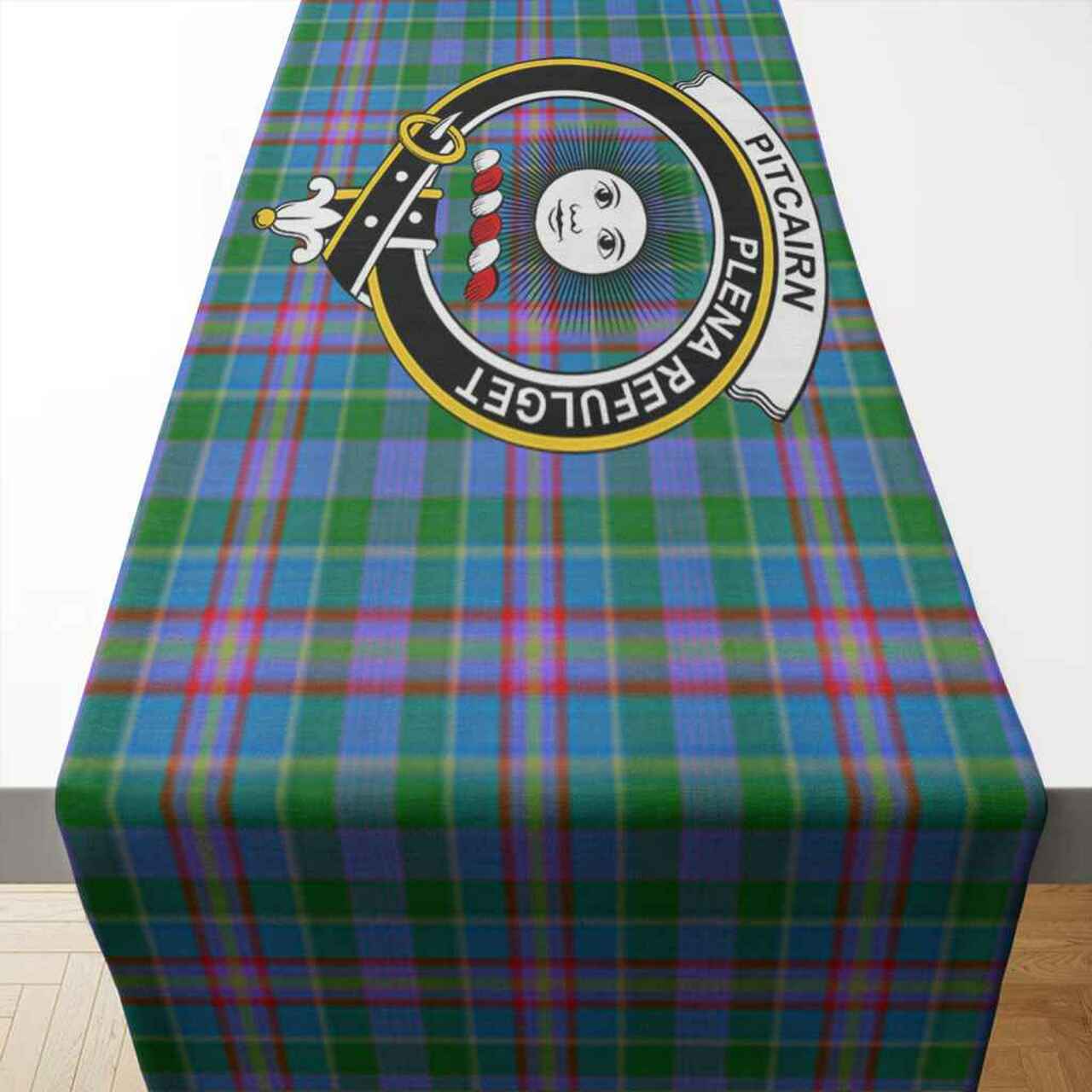 Pitcairn Tartan Crest Table Runner - Cotton table runner