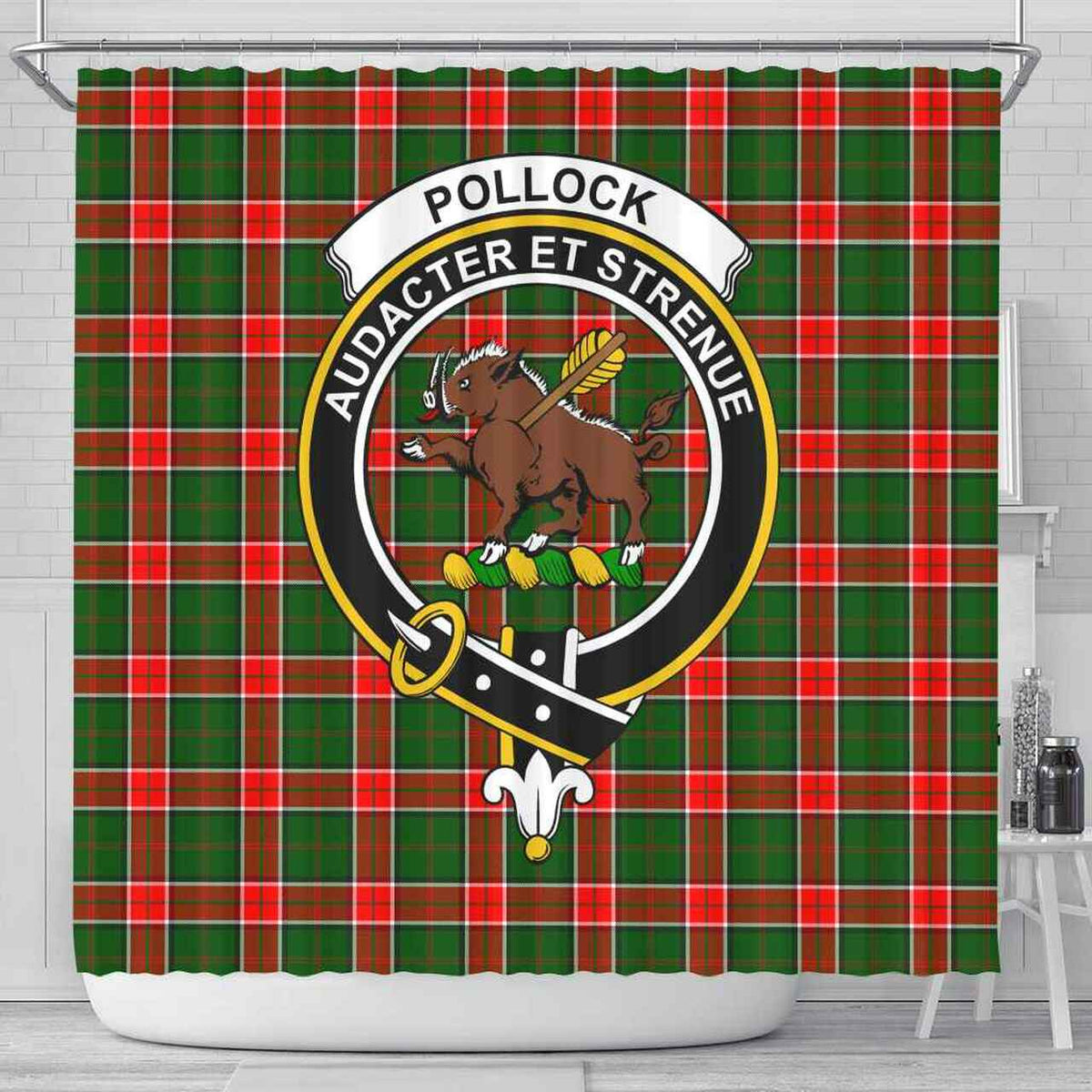 Pollock Tartan Crest Shower Curtain