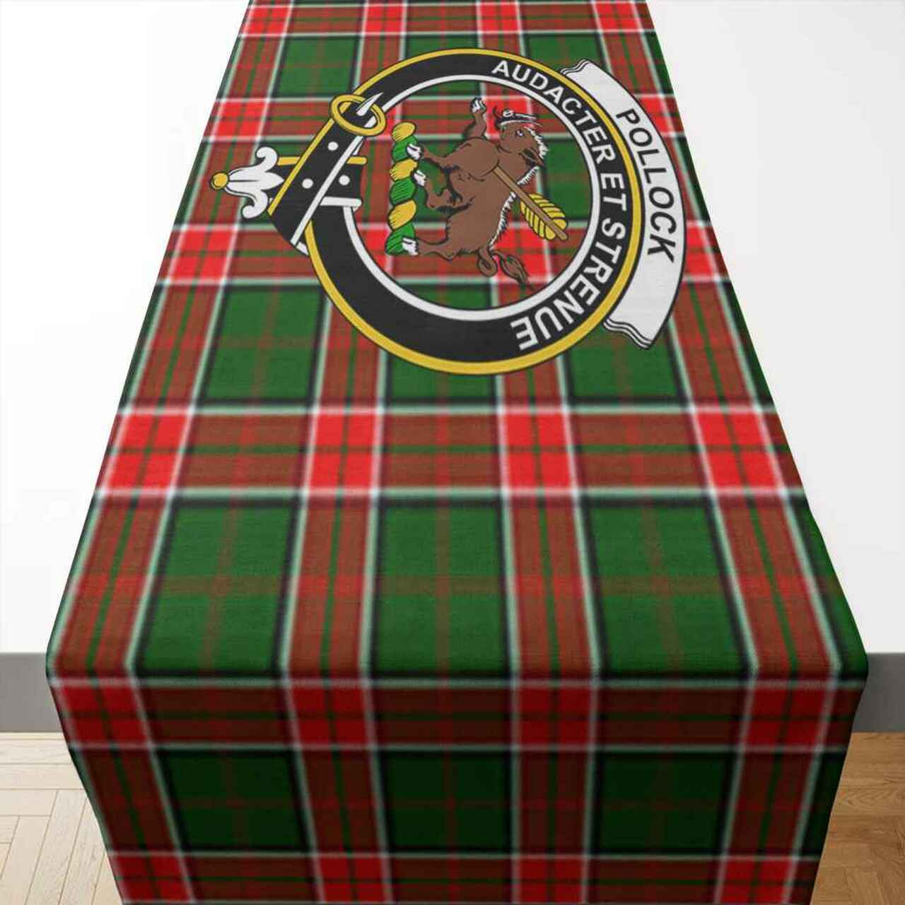 Pollock Tartan Crest Table Runner - Cotton table runner