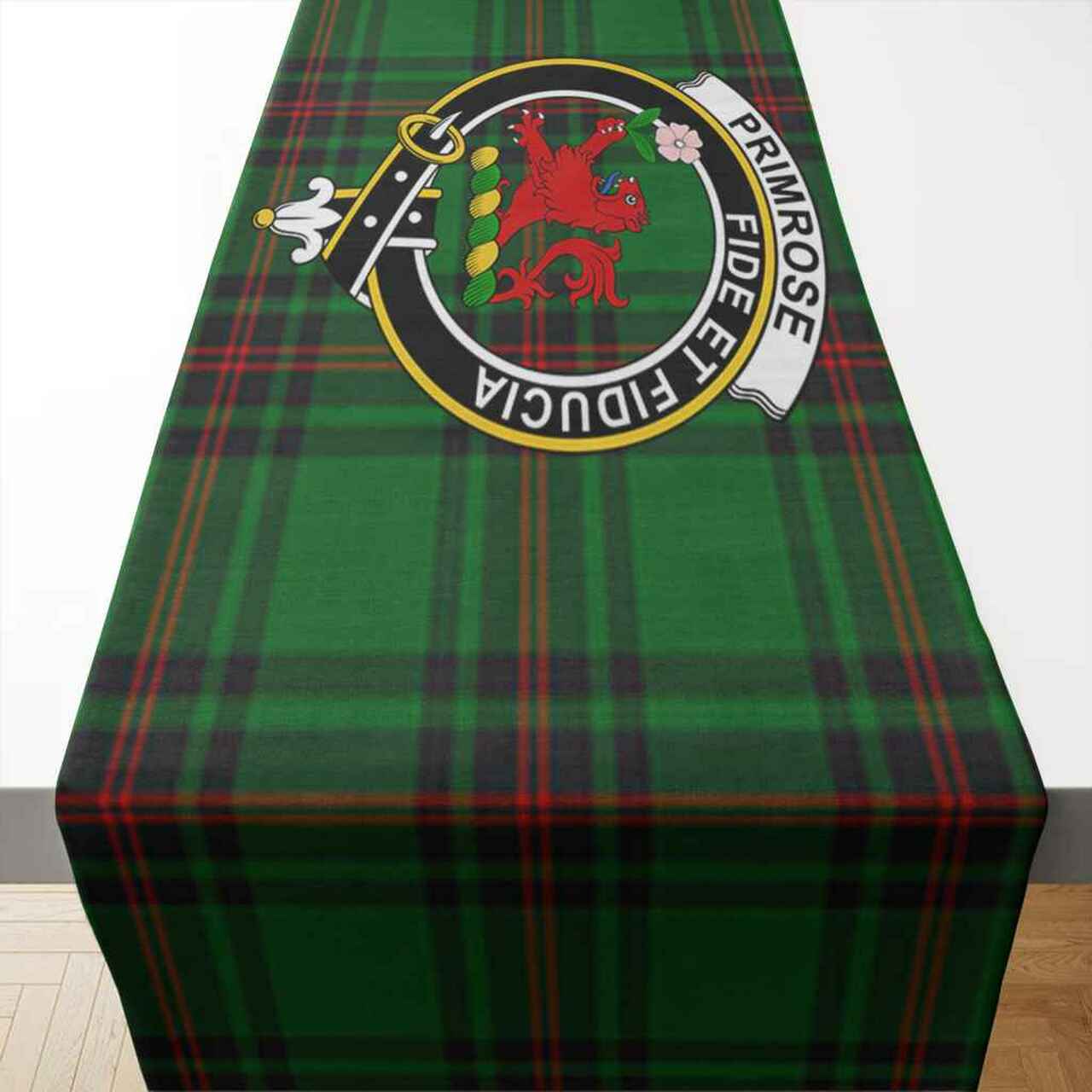 Primrose Tartan Crest Table Runner - Cotton table runner