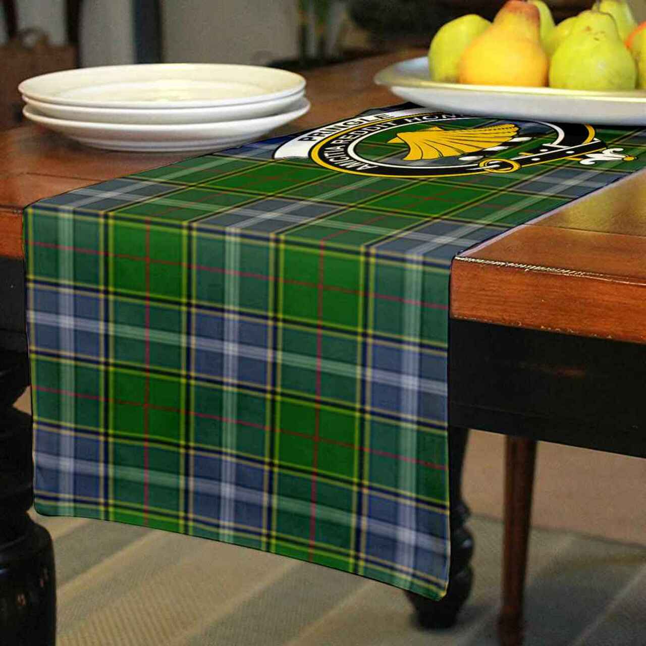 Pringle Tartan Crest Table Runner - Cotton table runner