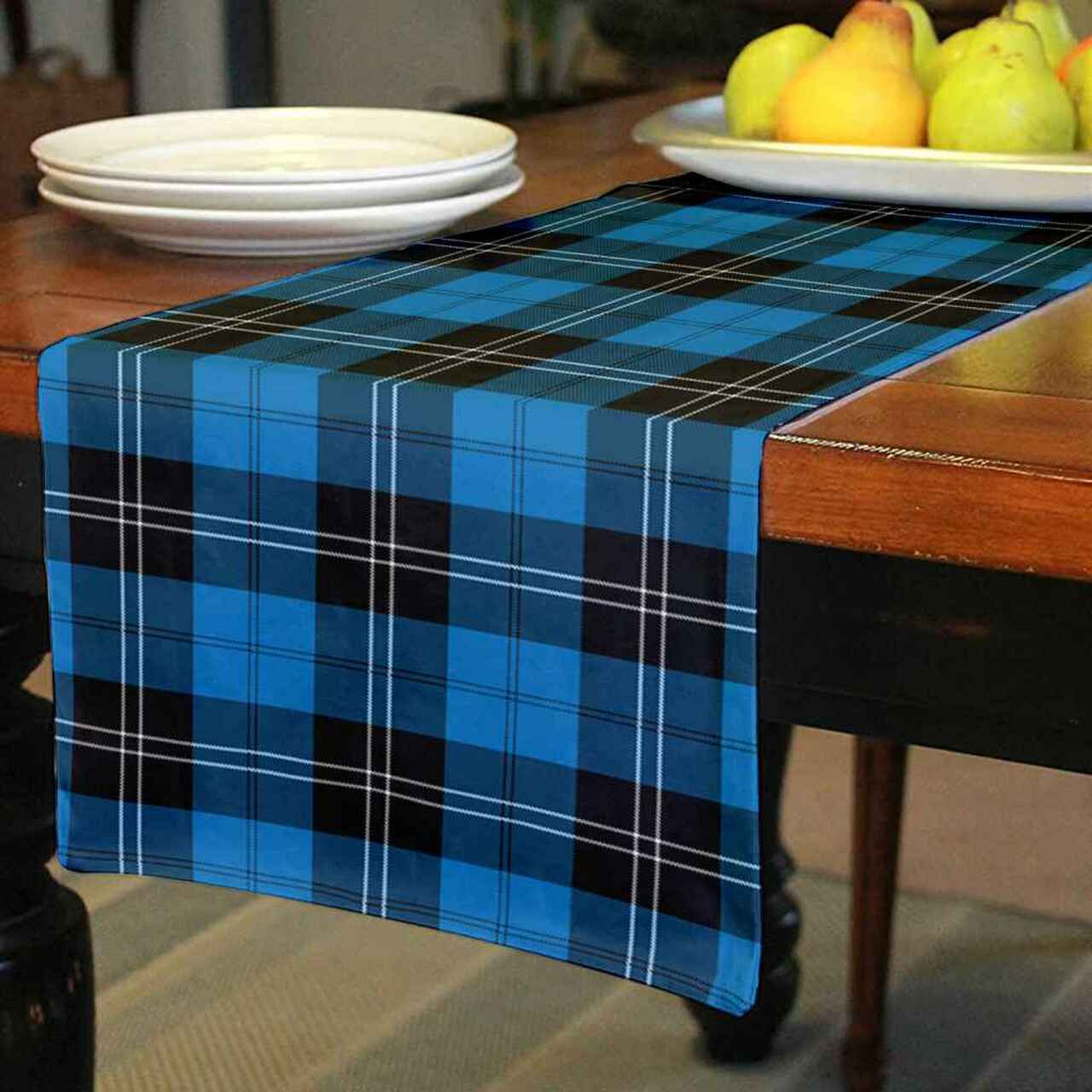 Ramsay Blue Ancient Tartan Table Runner - Cotton table runner