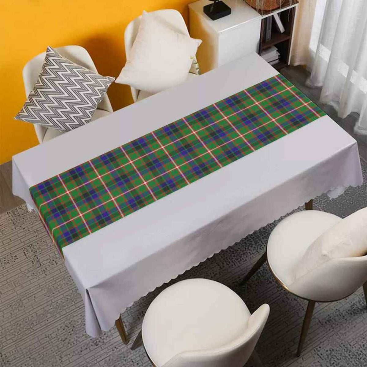 Reid Green Tartan Table Runner - Cotton table runner