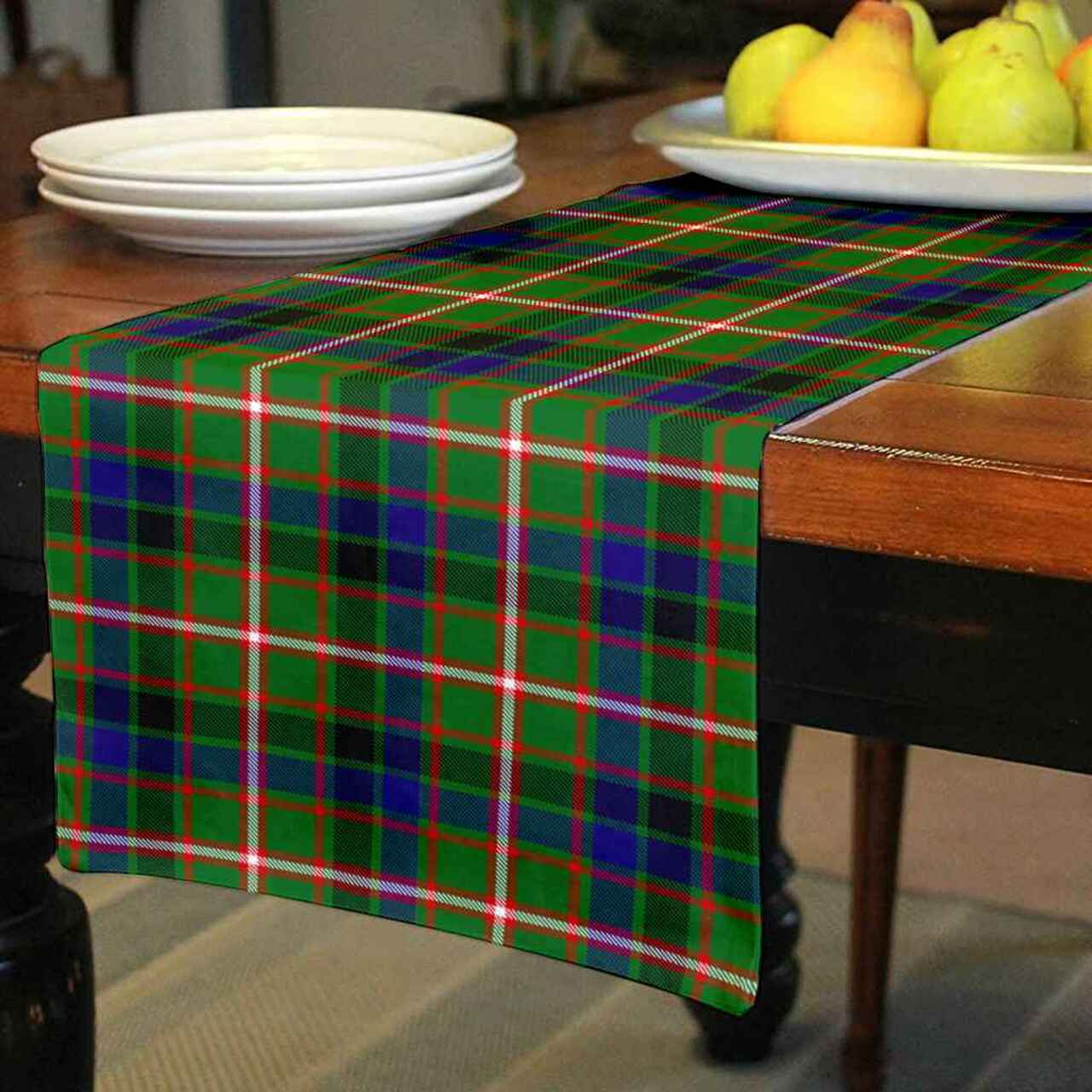 Reid Green Tartan Table Runner - Cotton table runner