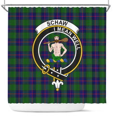 Schaw (of Sauchie) Tartan Crest Shower Curtain