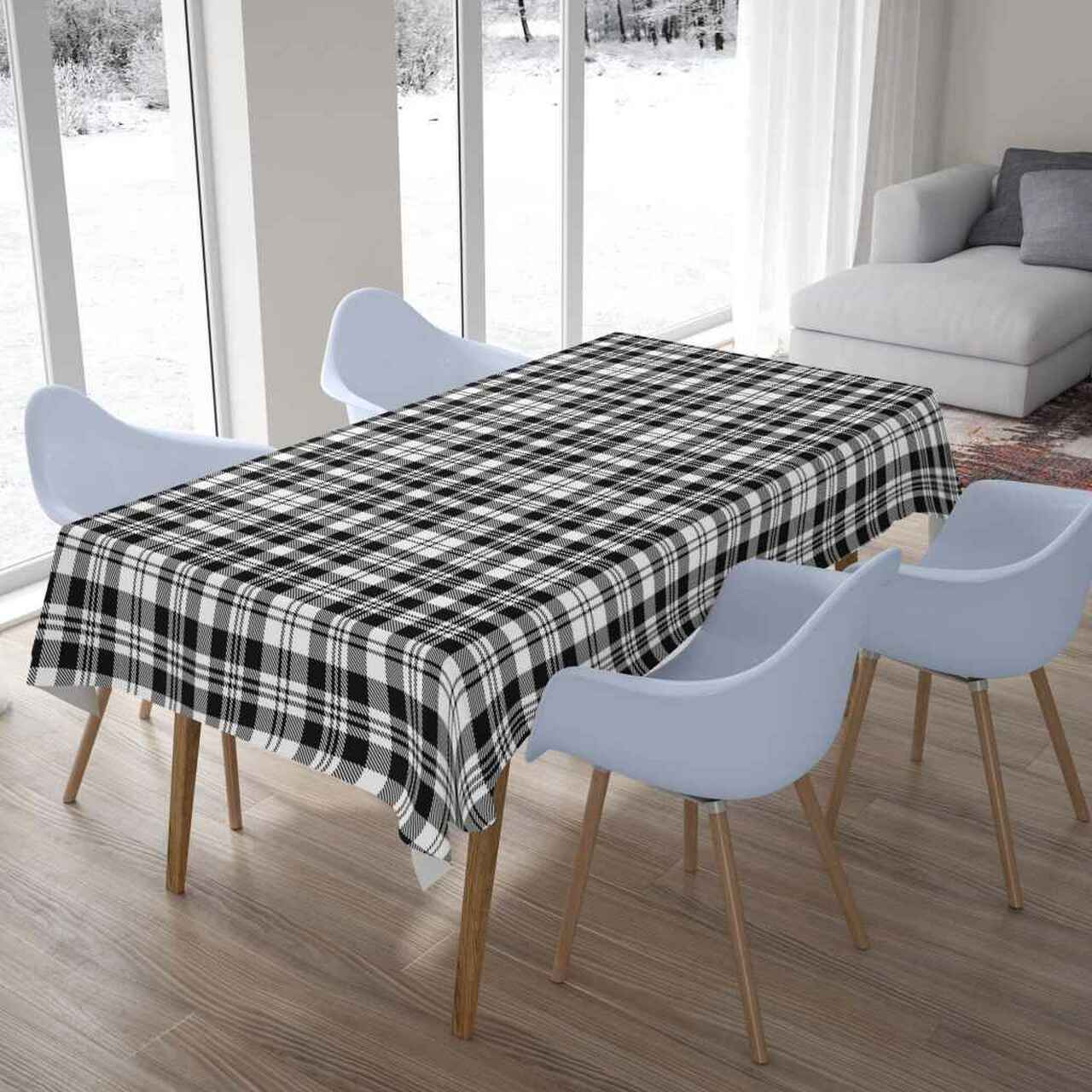 Scott Black & White Modern Tartan Tablecloth