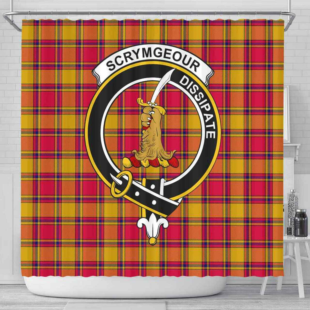 Scrymgeour Tartan Crest Shower Curtain