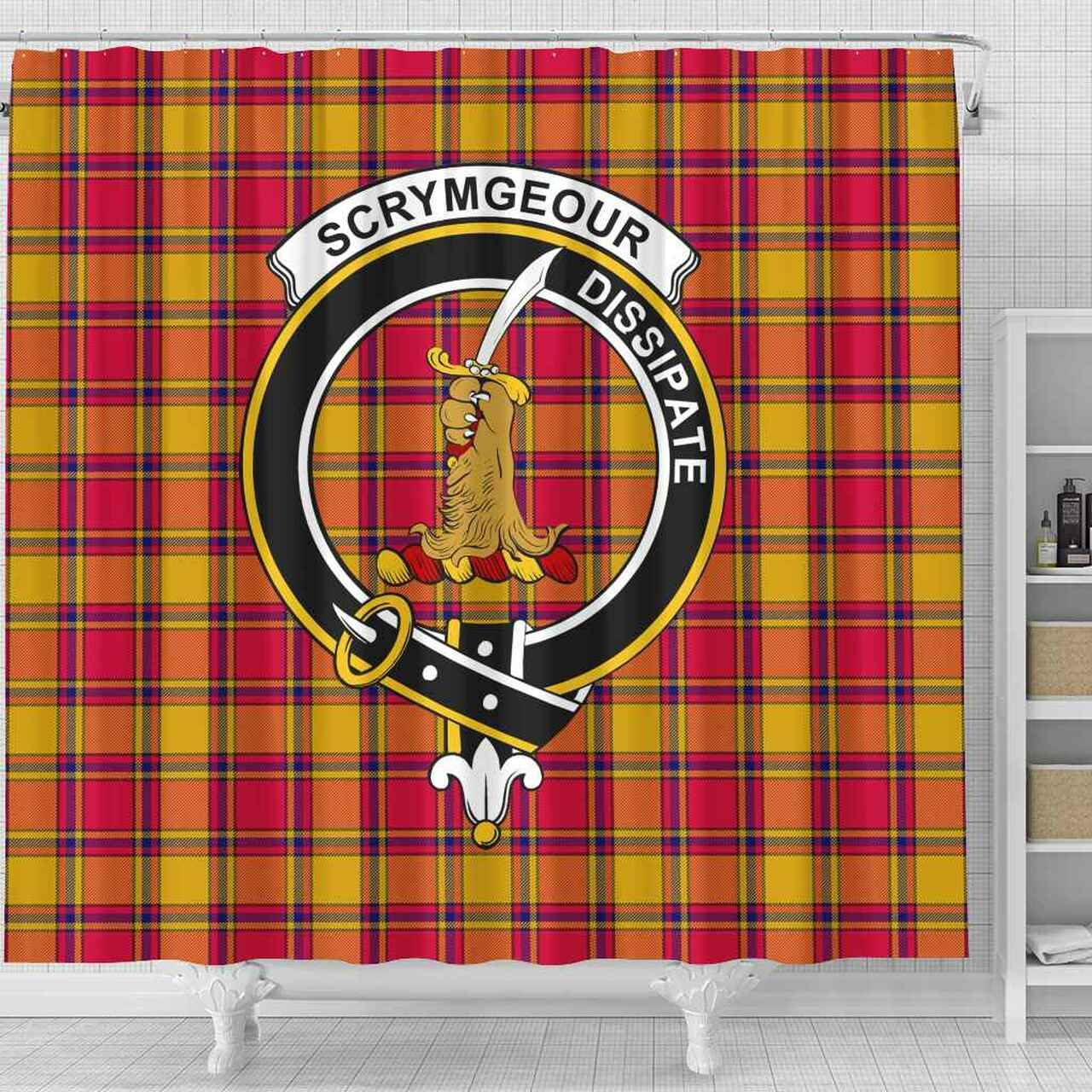 Scrymgeour Tartan Crest Shower Curtain