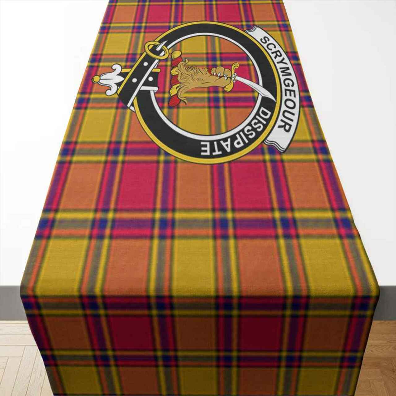 Scrymgeour Tartan Crest Table Runner - Cotton table runner