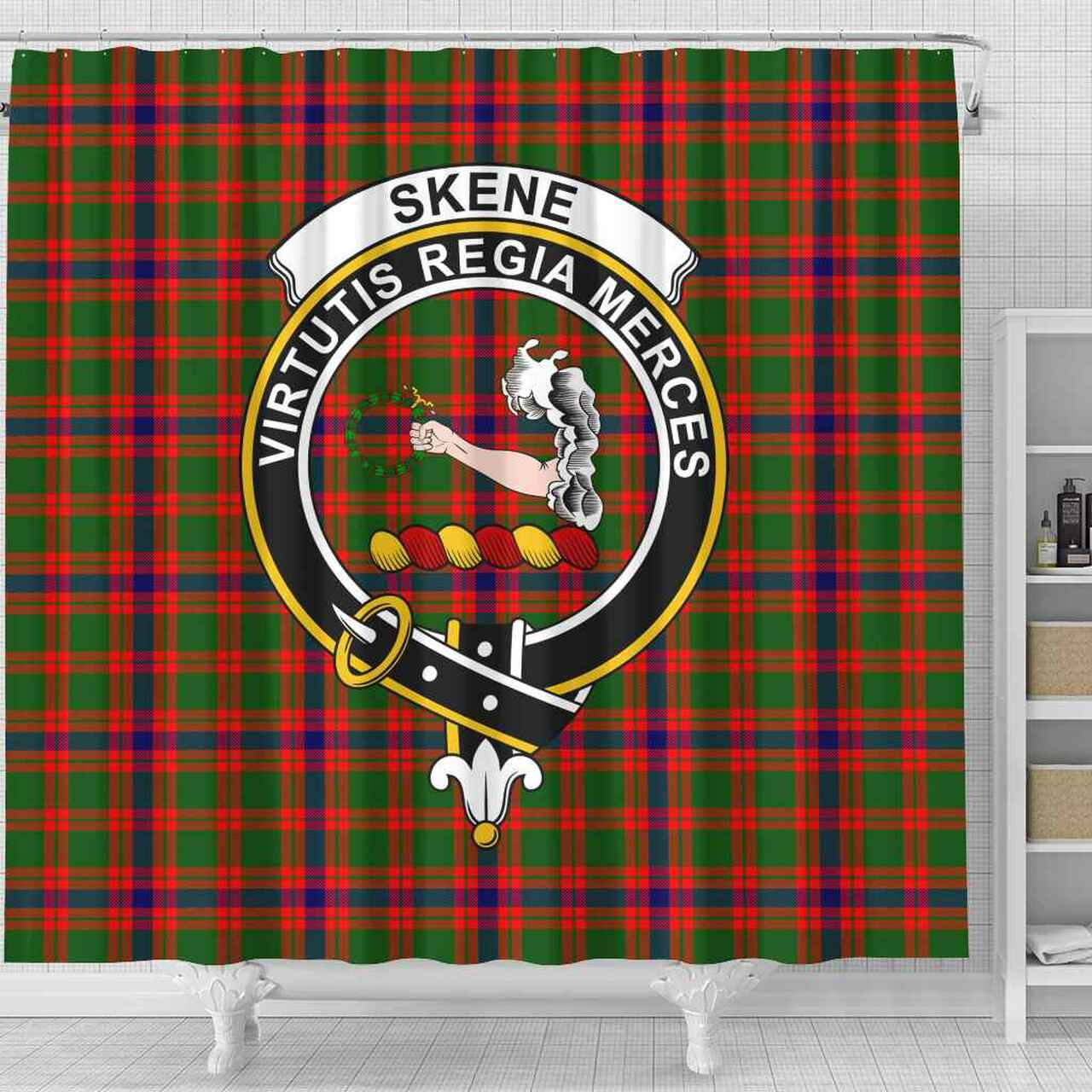 Skene Tartan Crest Shower Curtain