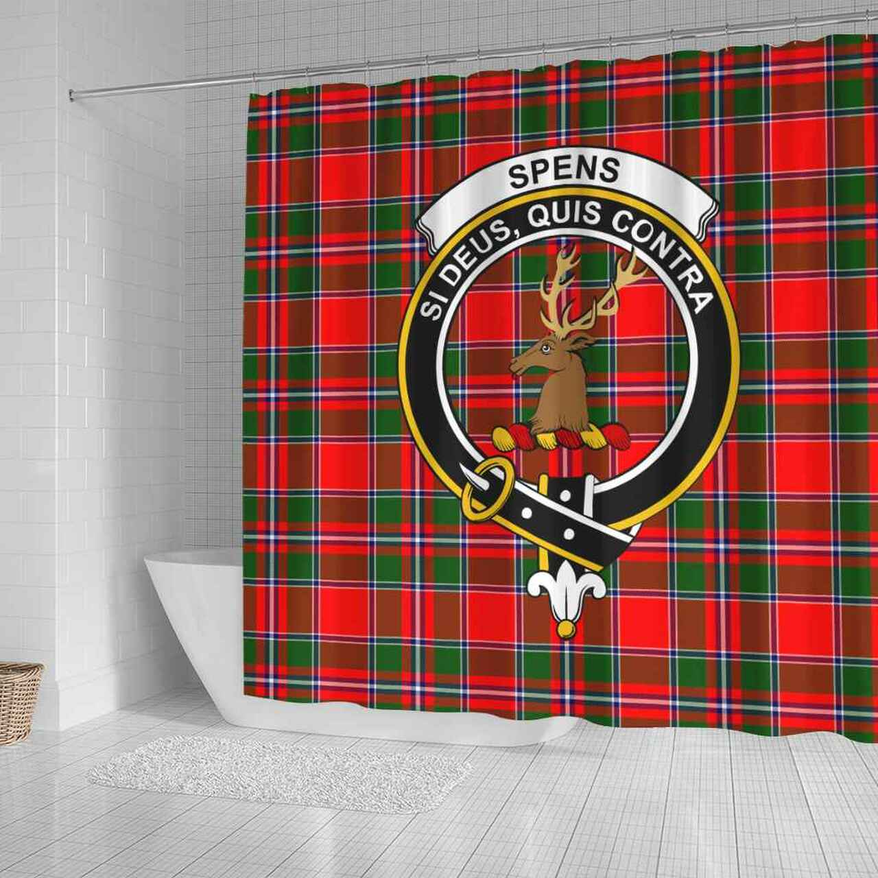 Spens (or Spence) Tartan Crest Shower Curtain