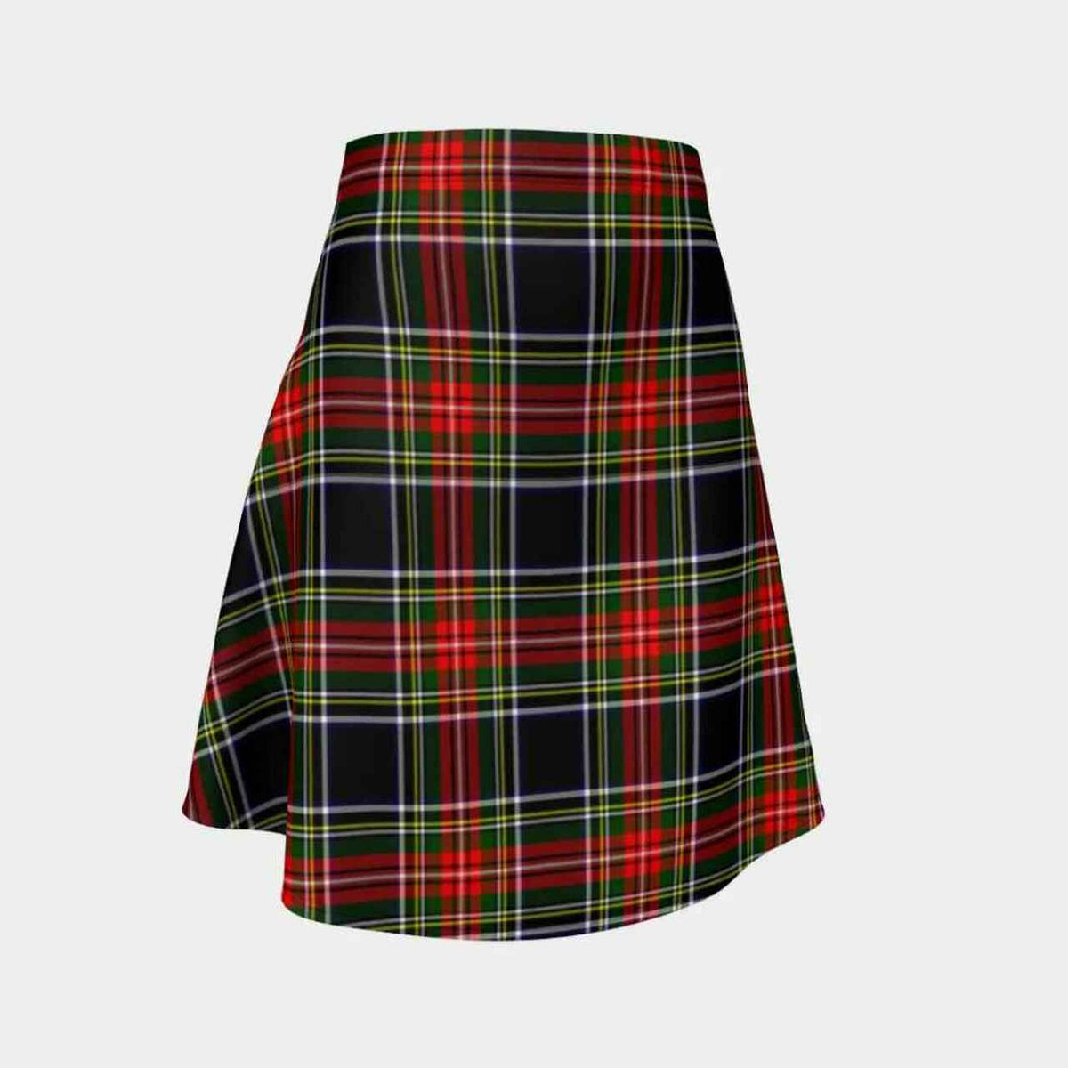 Stewart Black Tartan Flared Skirt