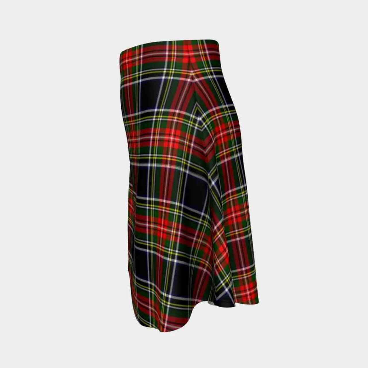 Stewart Black Tartan Flared Skirt