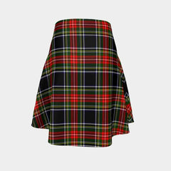 Stewart Black Tartan Flared Skirt