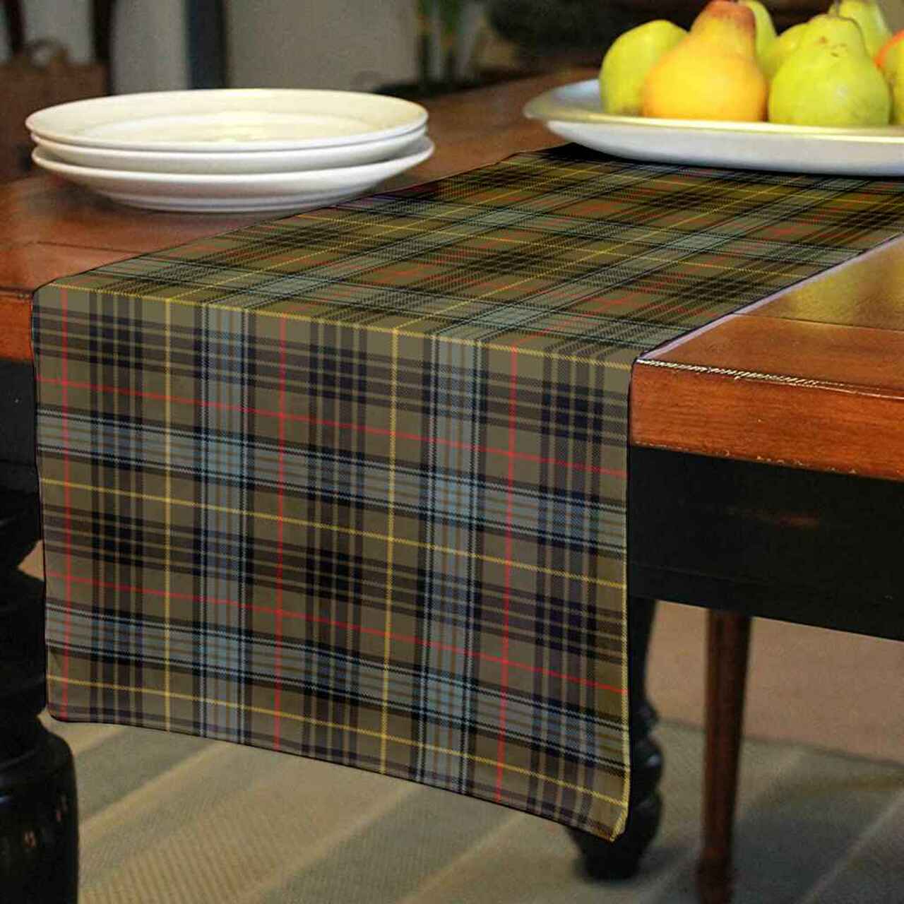 Stewart Hunting Weathered Tartan Table Runner - Cotton table runner