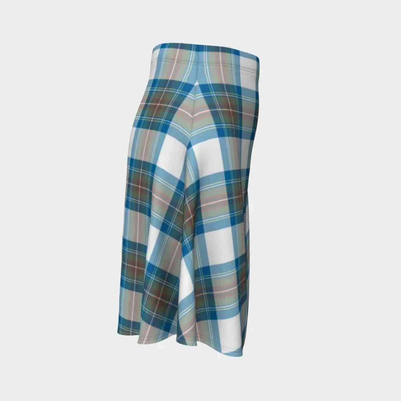 Stewart Muted Blue Tartan Flared Skirt