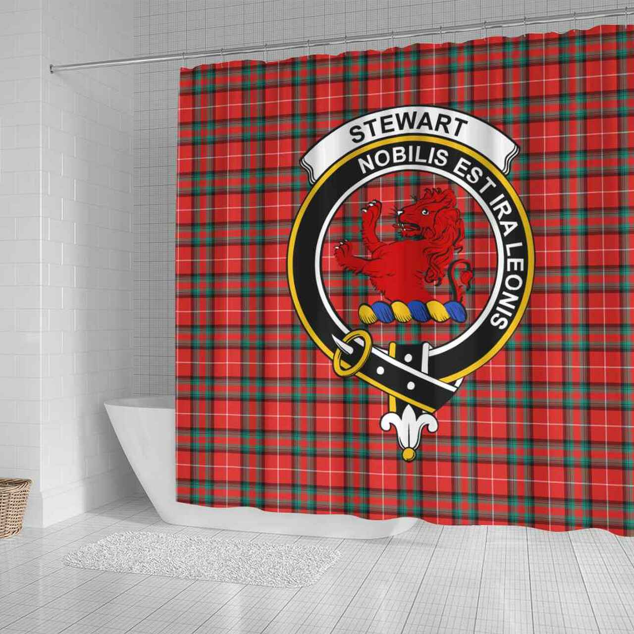 Stewart (Stuart) of Bute Tartan Crest Shower Curtain