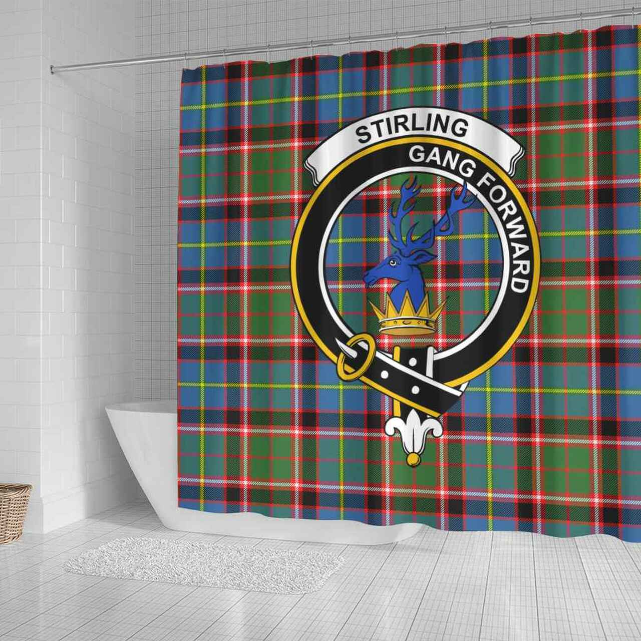 Stirling (of Cadder-Present Chief) Tartan Crest Shower Curtain