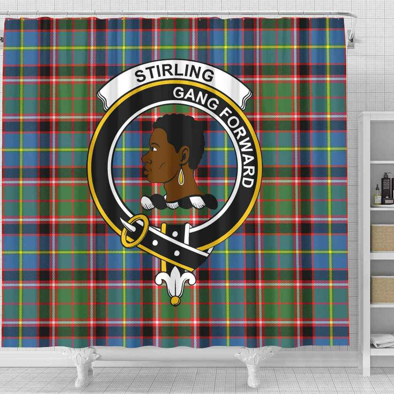 Stirling (of Keir) Tartan Crest Shower Curtain